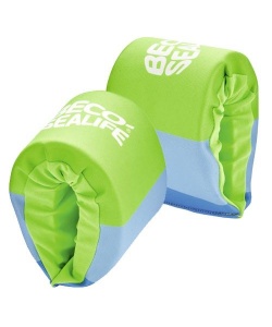 Neopreeniga kaetud vahust käsivarreujukid, roosa/roheline